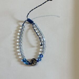 Navy and Clear Beaded Bracelet With Shark Charm